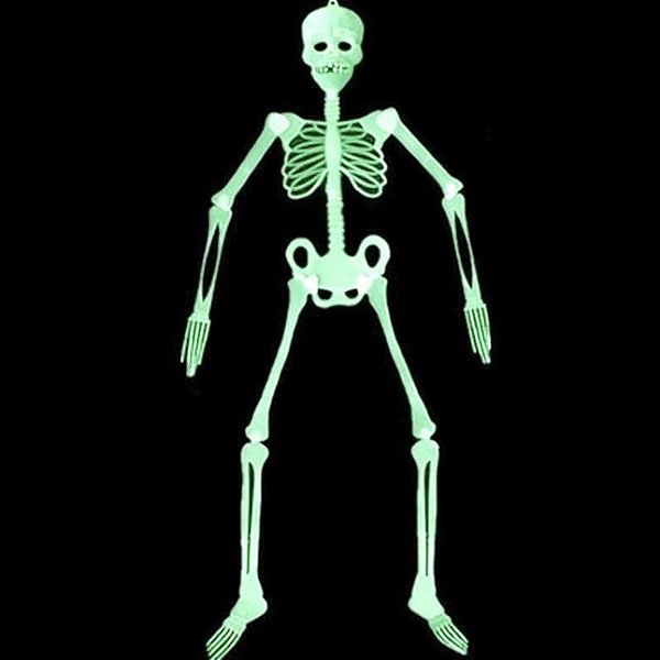 Esqueleto Fluorescente Articulado Halloween 90cm - 1 Unidade