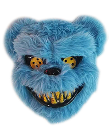 Máscara Halloween Urso Azul de Pelúcia Adulto Assustador