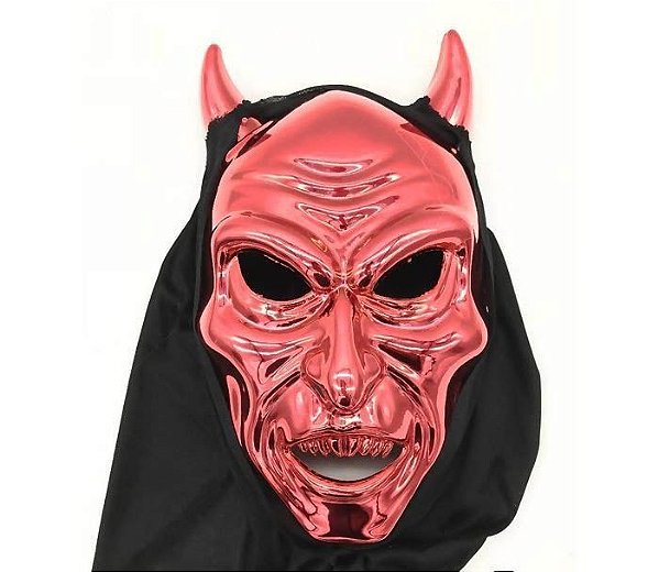 Máscara Chifres Vermelhos com Capuz