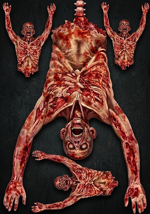 Painel Cartonado Zumbi Halloween 70x50cm - 1 Painel Zumbi com 4 Peças 3D Halloween