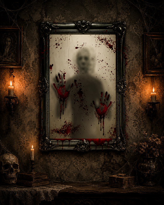 Painel Sombra no Espelho Halloween 70x50cm