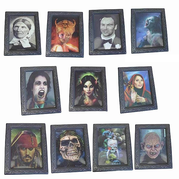 Decoração Halloween Quadro 3D Do Terror Holográfico Monstros - Modelos Variados - 28cm x 20cm