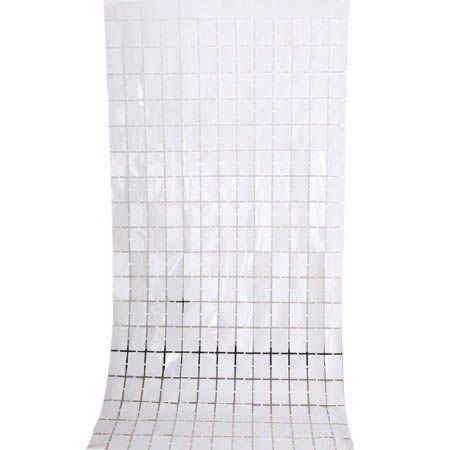 Cortina Metalizada Quadriculada Prata - 1mx2mts