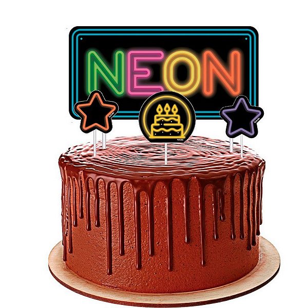 Topo de Bolo Neon Festcolor