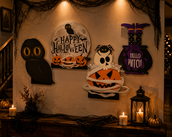 Decoração de Mesa Halloween com Base 28cm - 4 Unidades