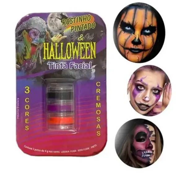 Tinta Facial Dia das Bruxas Halloween - 3 Cores