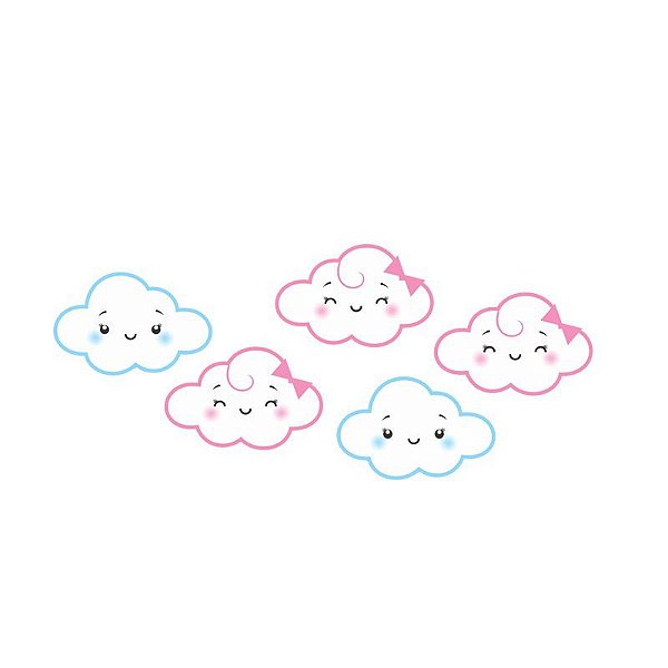 Mini Carinhas em EVA Chuva de Amor para Decoração 6x5cm - 5 Unidades