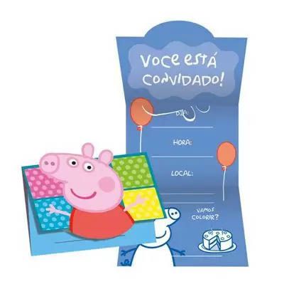 Convite Peppa Pig - 8 unidades