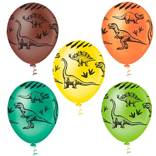 Balão Bexiga Decorado Dinossauros Sortido - Tamanho 10 Polegadas (25cm) - 25 Unidades
