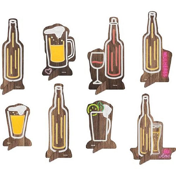 Decoração de Mesa em Papel Cartonado Boteco 20x15cm - 8 Unidades