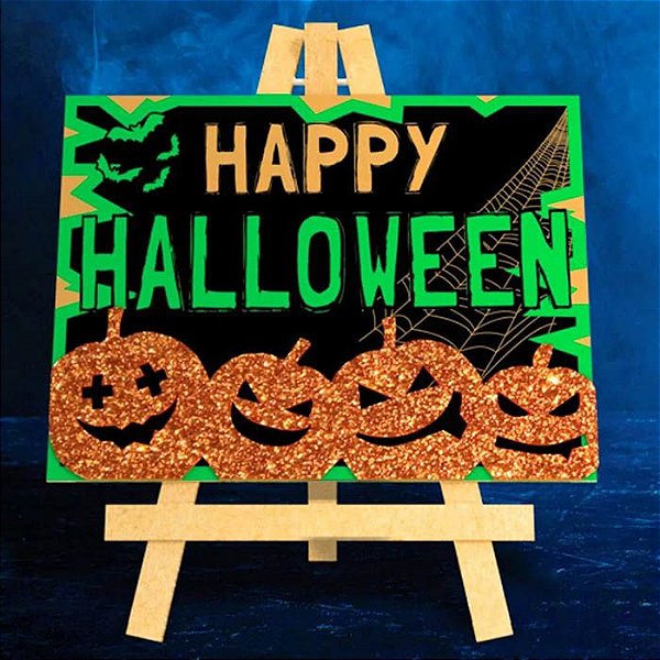 Placa Cavalete de Mesa Halloween - 23cm x 17cm