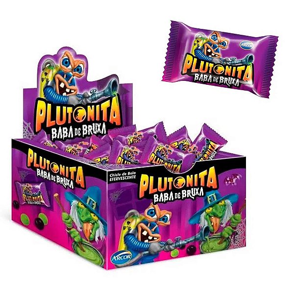 Chiclete Plutonita Baba de Bruxa 180g – Caixa com 36 Unidades com Recheio Efervescente