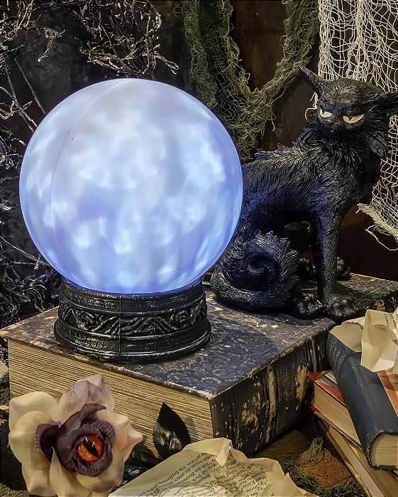 Bola de Cristal Luz e Som Halloween Mistica 21cm