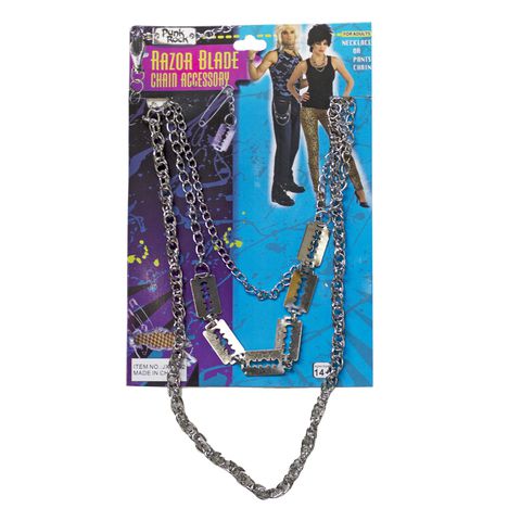 Colar de Gilete de Barbear Metal Punk e Rock (Gilete Sem Corte) Halloween - Unidade