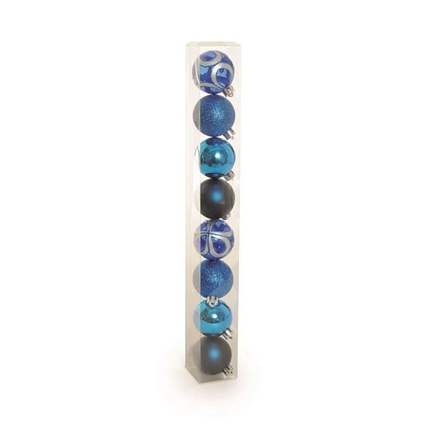 Bola de Natal Sortidas Azul 5cm - 8 un