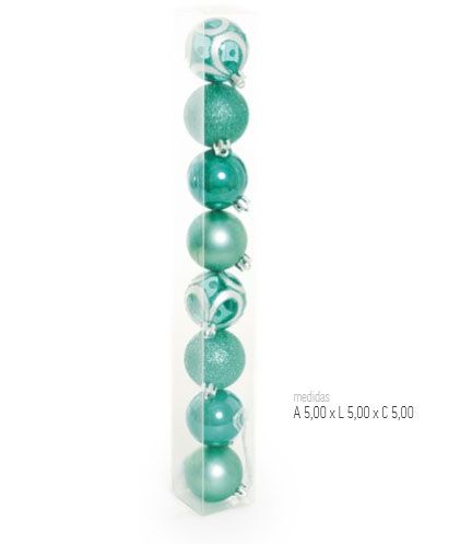 Bola de Natal Sortidas Azul Claro 5cm - 8 un