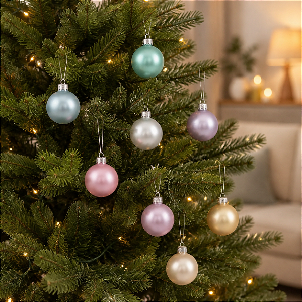 Bola de Natal Rainbow Colorido 4cm - 8 Unidades