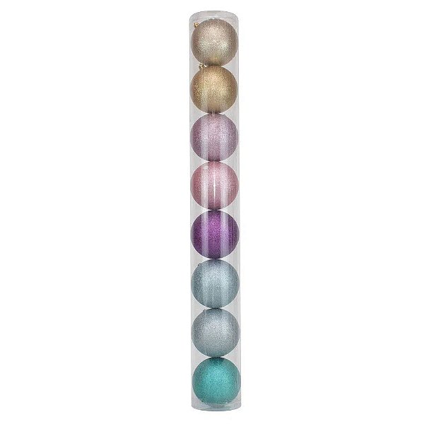 Bola Rainbow Glitter Coloridas 5cm - 8 Unidades