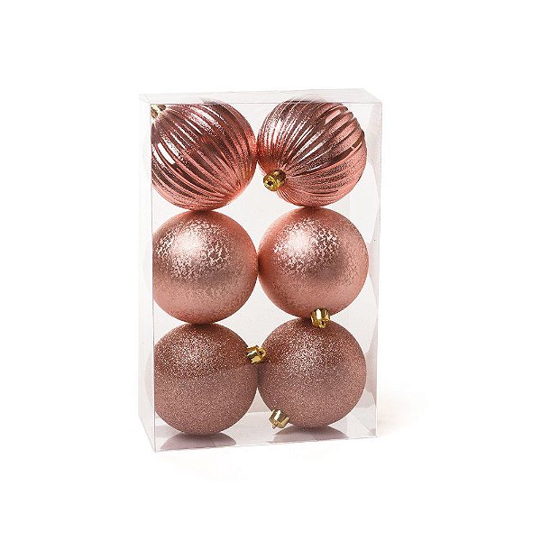 Bola Glitter Texturizada Listras Rosa 10 cm - 6 un