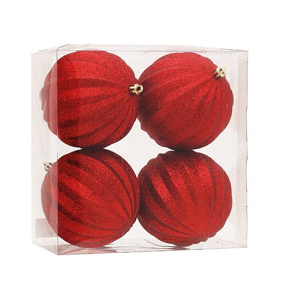 Bola Gomo Vermelha 10 cm - 4 Unidades