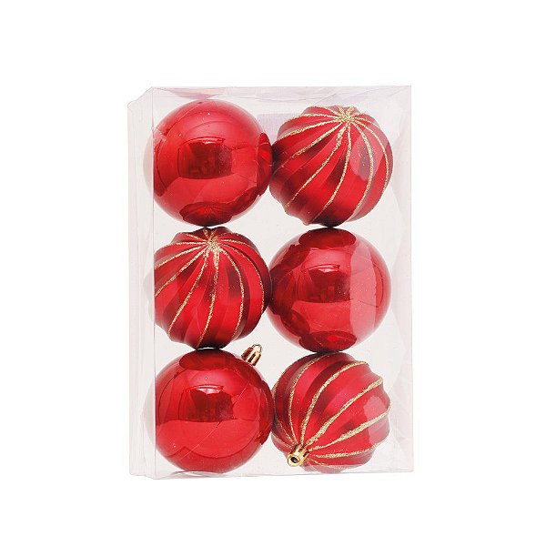 Bola Lisa Gomos 8cm Vermelha - 6 un