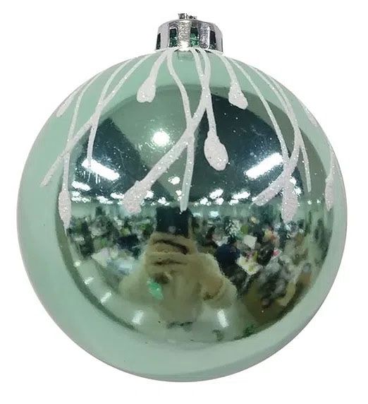 Bola Decorada Verde Menta 8 cm
