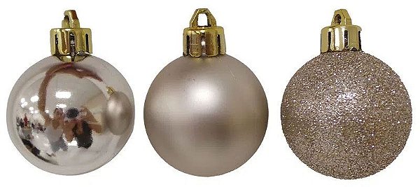 Kit 3 Bolas Lisa/Fosca/Glitter 8cm Prata