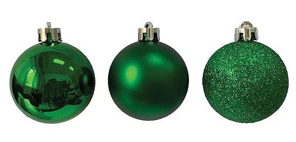 Kit 3 Bolas Lisa/Fosca/Glitter 8cm Verde