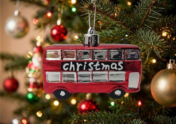 Enfeite de Natal Ônibus 8cm para Pendurar – Plástico Decorativo