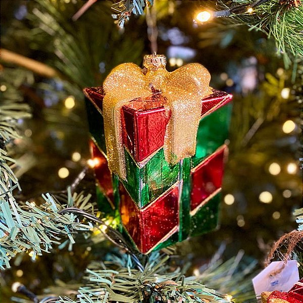 Enfeite para Pendurar Caixa de Presente Vermelho 10cm