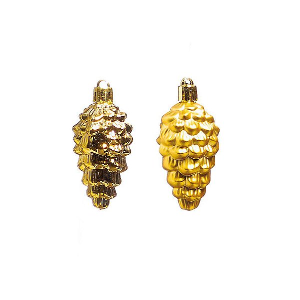 Enfeite Formato Pinha Ouro 8cm - 6 Peças