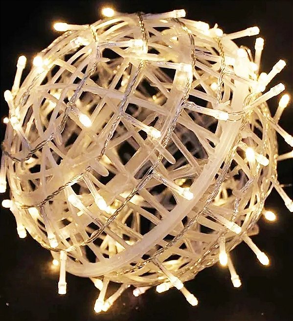Bola Vazada Natal 30cm - 100 Leds Branco Quente Bivolt - 1 Unidade