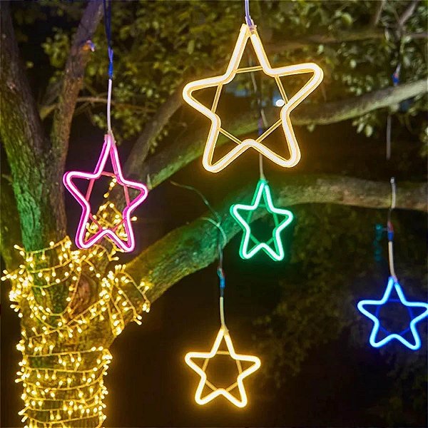 Estrela Luzes Neon Pendente Para Decoração 30cm - 1 Unidade