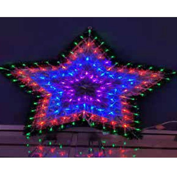 Enfeite Estrela Holográfica 58cm com 140 Leds Coloridos – 8 Funções de Animação – 110V