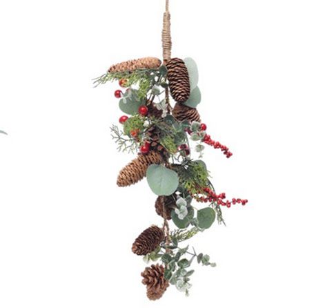 Galho Pendente Natal Frutas E Pinhas - 60cm