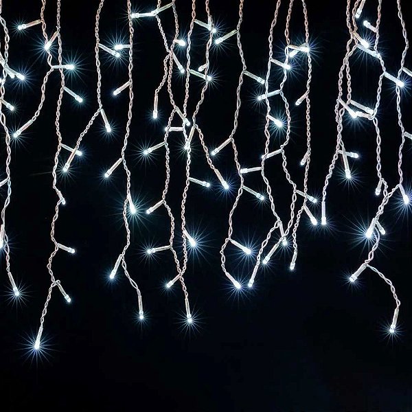 Cascata Branca Fio Branco 200Leds 127V