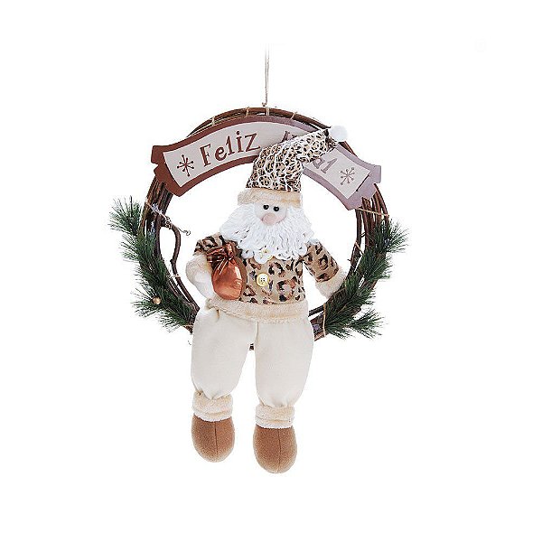 Guirlanda com Noel Feliz Natal Safari 40cm