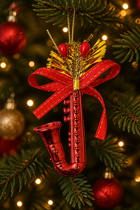 Ornamento Sax Vermelho – Kit com 2 Unidades