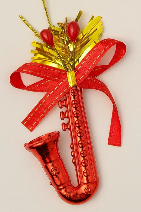 Ornamento Sax Vermelho – Kit com 2 Unidades