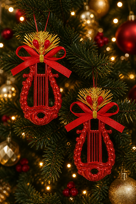 Ornamento Harpa Vermelha – Kit com 2 Unidades