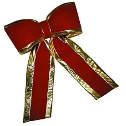 Decoração De Natal Laço de Veludo Vermelho Com Borda de Ouro 18 Cm