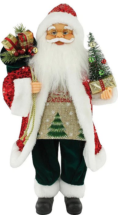 Papai Noel Casaco Paetês 60cm