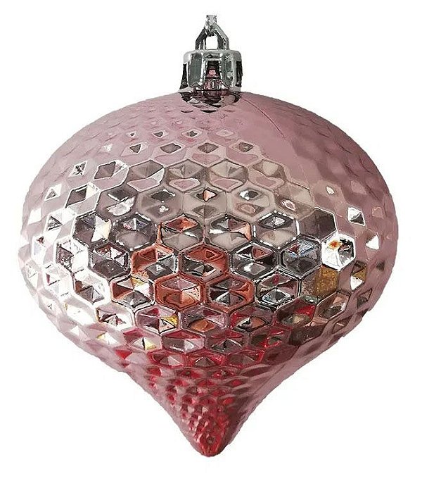 Ornamento Cebola Brilhante Jateado Rose 8cm