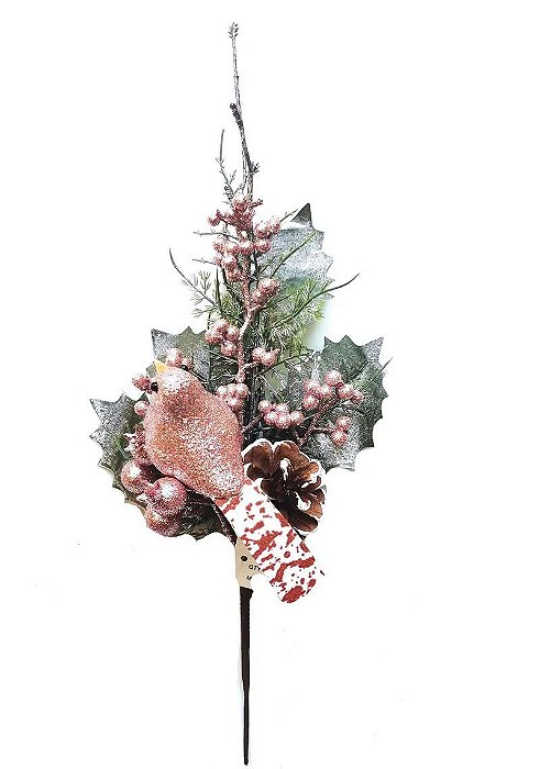 Pick Passarinho com Pinha 35cm Rosa