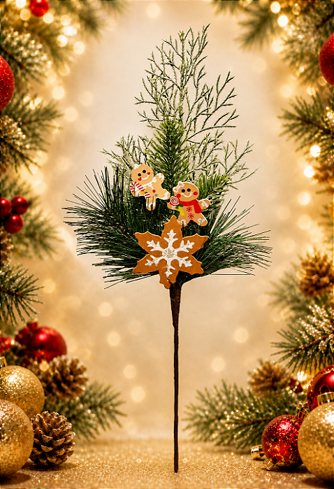 Pick Decorativo Floco de Neve e Gingerbread – 37cm