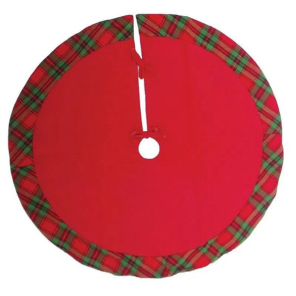 Saia De Árvore Vermelha Com Borda Xadrez 60CM