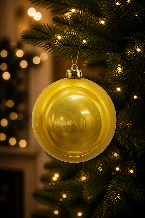 Bola de Natal Lisa Grande Dourado 12cm