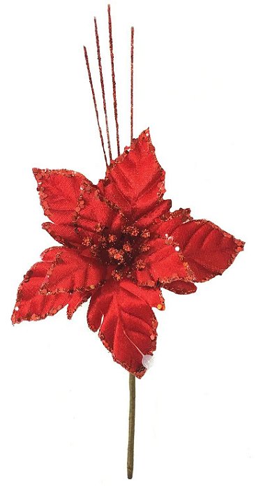 Pick Poinsetia Veludo Vermelho