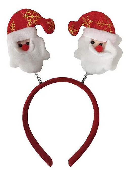Tiara Rosto Papai Noel Arquinho Luxo Acessório Natal