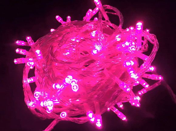 Jogo de Luzes Led Rosa 127V - 8 metros